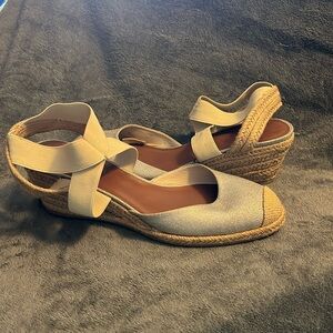 Silver 2 1/2” heel sandals